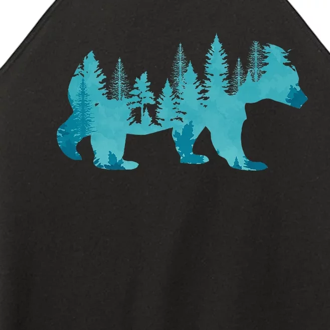 Nature Forest Mountains Trees Wildlife Animal Brown Bear Women’s Perfect Tri Rocker Tank