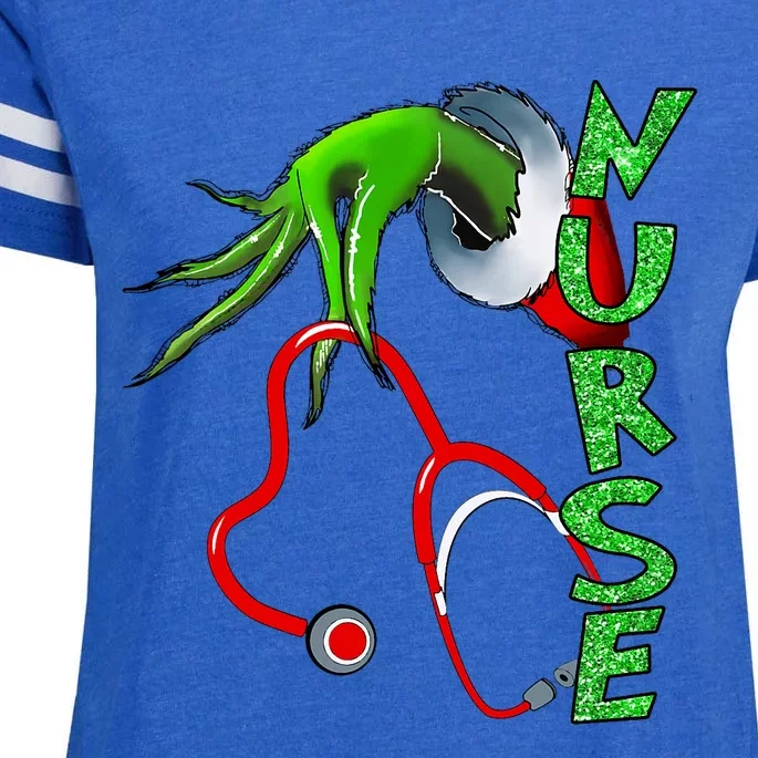 Nurse Funny Merry Christmas Stethoscope Nurses Xmas Pajamas Enza Ladies Jersey Football T-Shirt