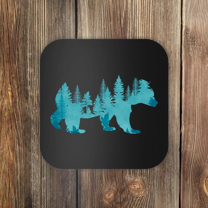 Nature Forest Mountains Trees Wildlife Animal Brown Bear Coaster