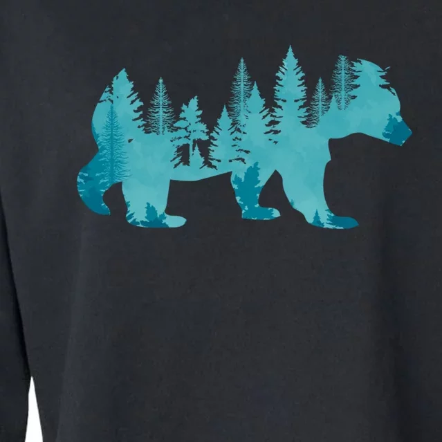 Nature Forest Mountains Trees Wildlife Animal Brown Bear Cropped Pullover Crew