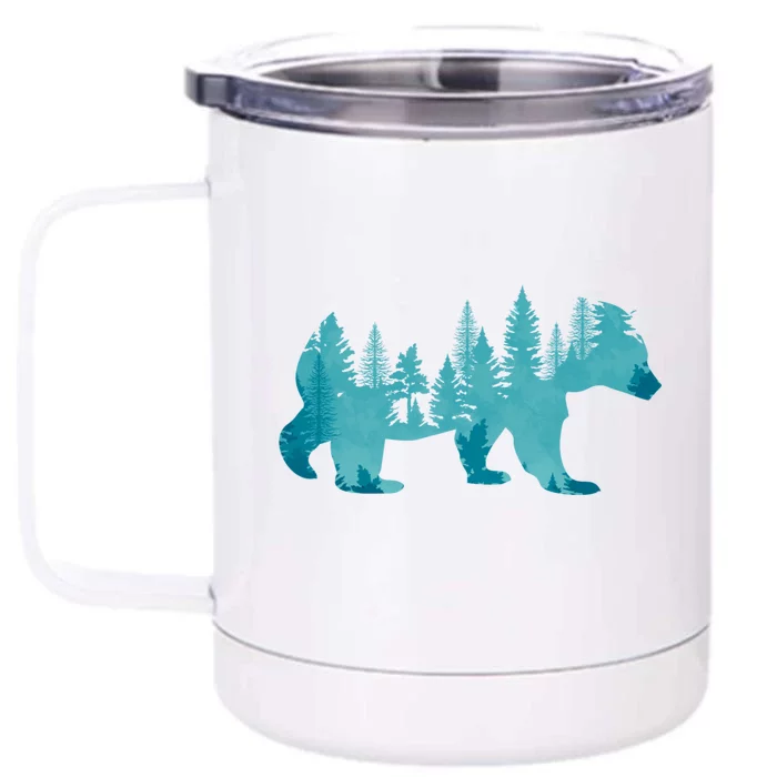 Nature Forest Mountains Trees Wildlife Animal Brown Bear Front & Back 12oz Stainless Steel Tumbler Cup