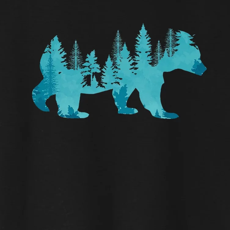 Nature Forest Mountains Trees Wildlife Animal Brown Bear Women's Crop Top Tee