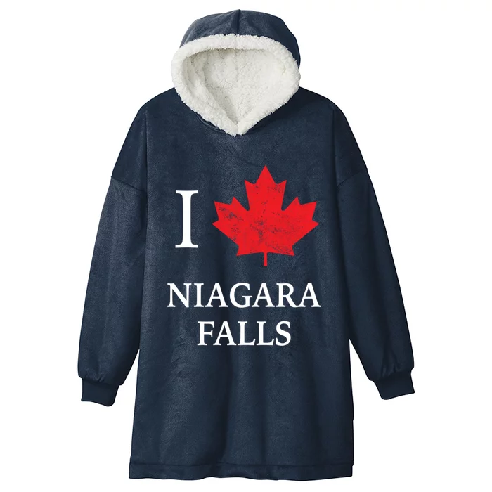 Niagara Falls Meaningful Gift Red Maple Leaf Canada Gift Hooded Wearable Blanket