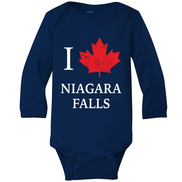 Niagara Falls Meaningful Gift Red Maple Leaf Canada Gift Baby Long Sleeve Bodysuit