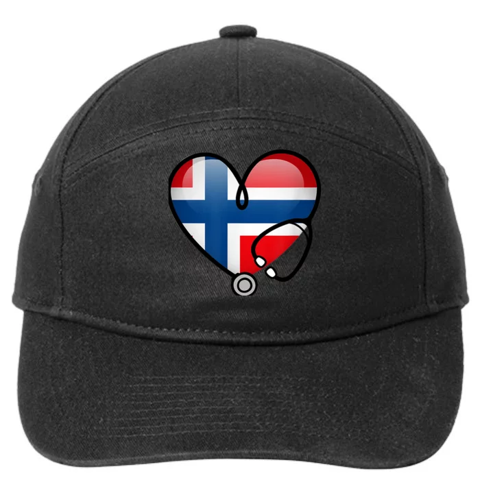 Norway Flag Norwegian Nurse Stethoscope Heart 7-Panel Snapback Hat