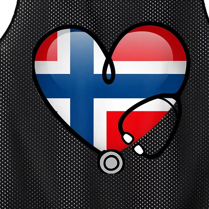 Norway Flag Norwegian Nurse Stethoscope Heart Mesh Reversible Basketball Jersey Tank