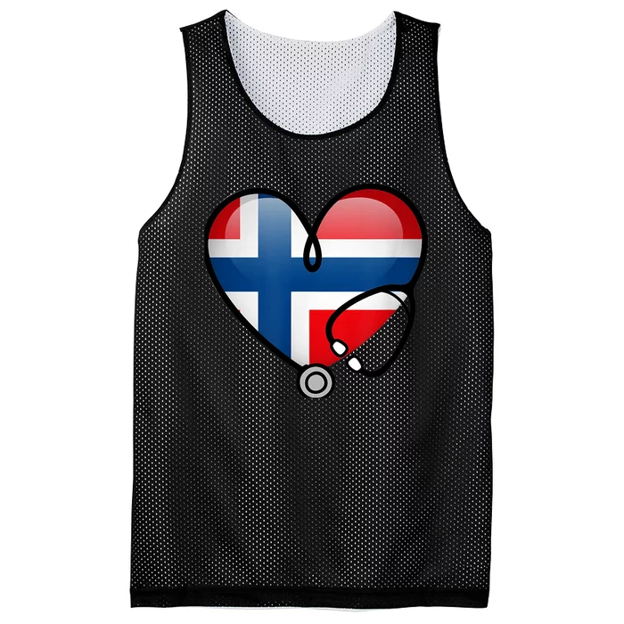 Norway Flag Norwegian Nurse Stethoscope Heart Mesh Reversible Basketball Jersey Tank