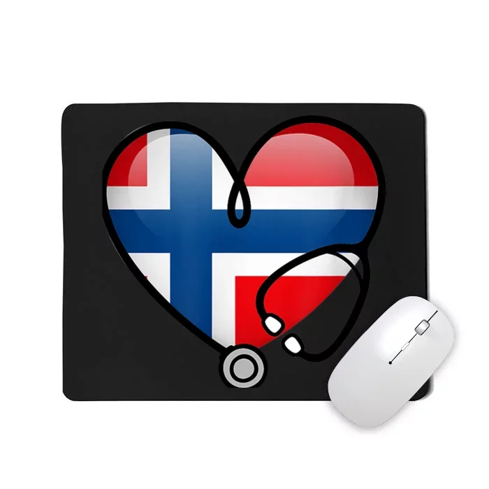 Norway Flag Norwegian Nurse Stethoscope Heart Mousepad