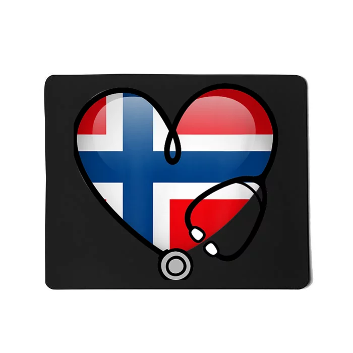 Norway Flag Norwegian Nurse Stethoscope Heart Mousepad