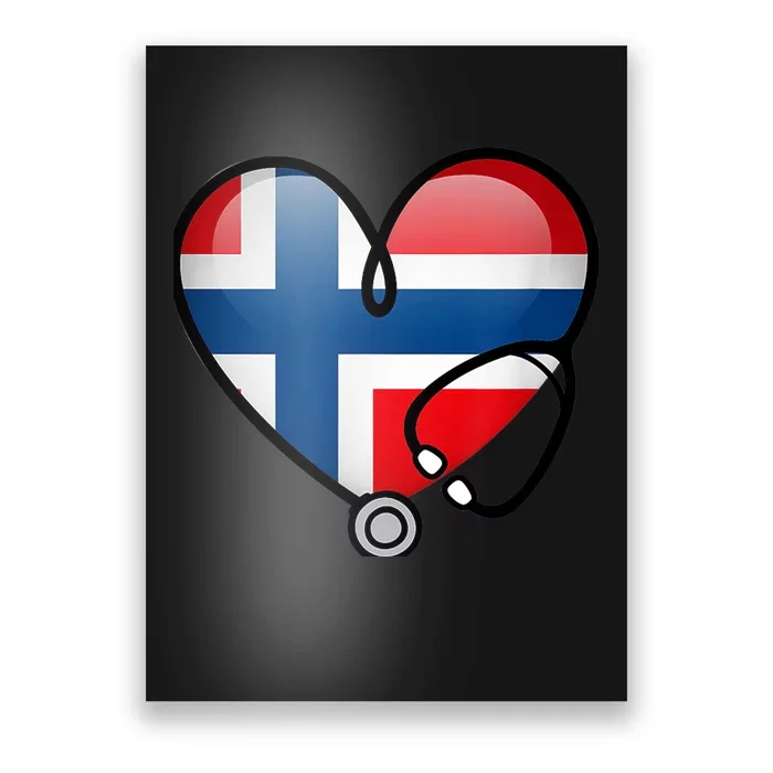 Norway Flag Norwegian Nurse Stethoscope Heart Poster