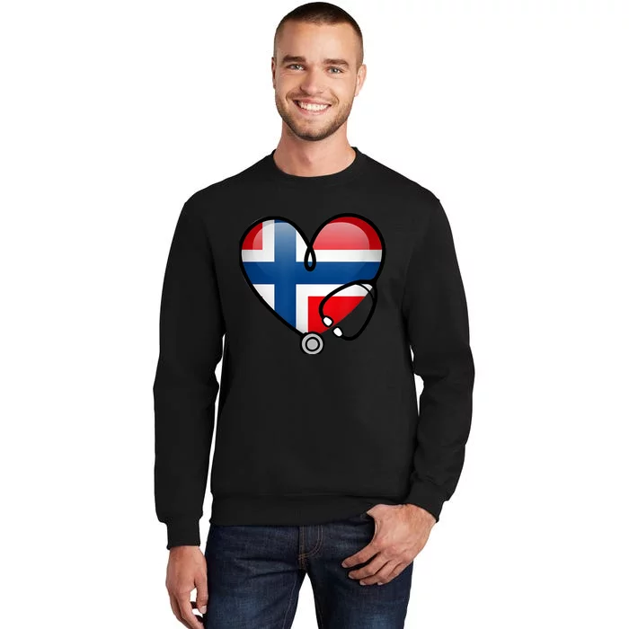 Norway Flag Norwegian Nurse Stethoscope Heart Tall Sweatshirt