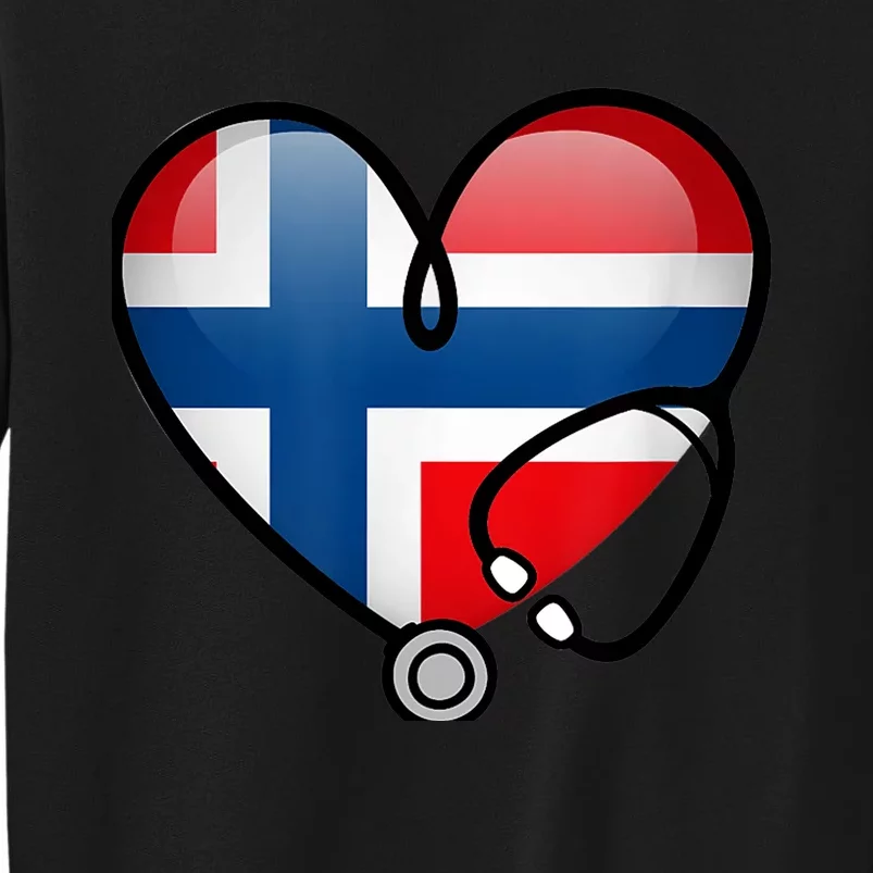 Norway Flag Norwegian Nurse Stethoscope Heart Tall Sweatshirt