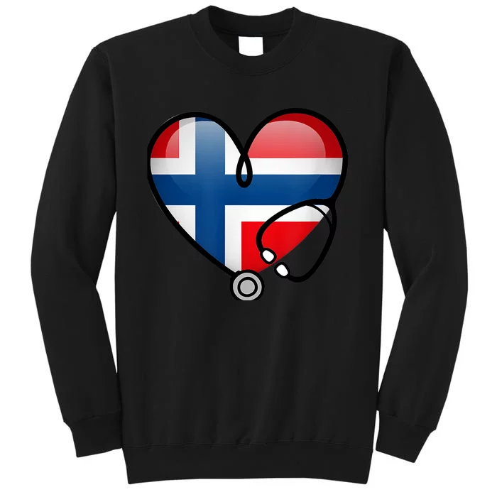 Norway Flag Norwegian Nurse Stethoscope Heart Tall Sweatshirt