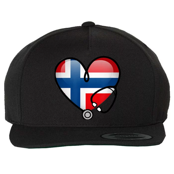 Norway Flag Norwegian Nurse Stethoscope Heart Wool Snapback Cap