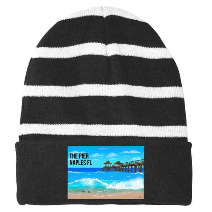 Naples Florida Striped Beanie with Solid Band