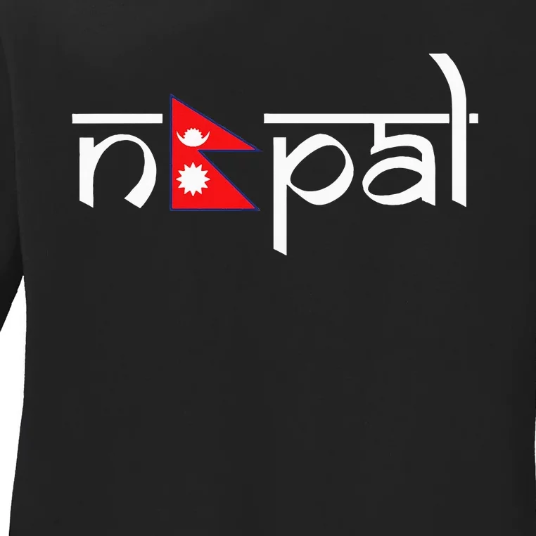 Nepal Flag Ladies Long Sleeve Shirt