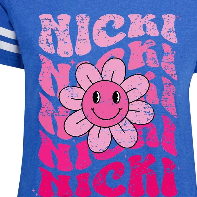 Nicki First Name I Love Nicki Girl Groovy 80S Enza Ladies Jersey Football T-Shirt