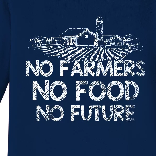 No Farmers No Food No Future Farmer Baby Long Sleeve Bodysuit