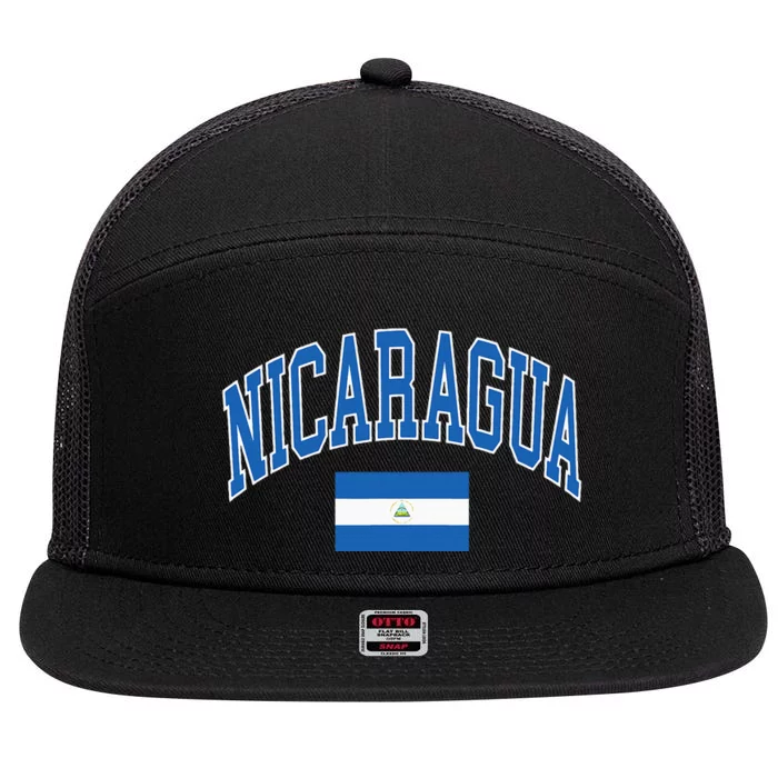 Nicaragua Flag 7 Panel Mesh Trucker Snapback Hat