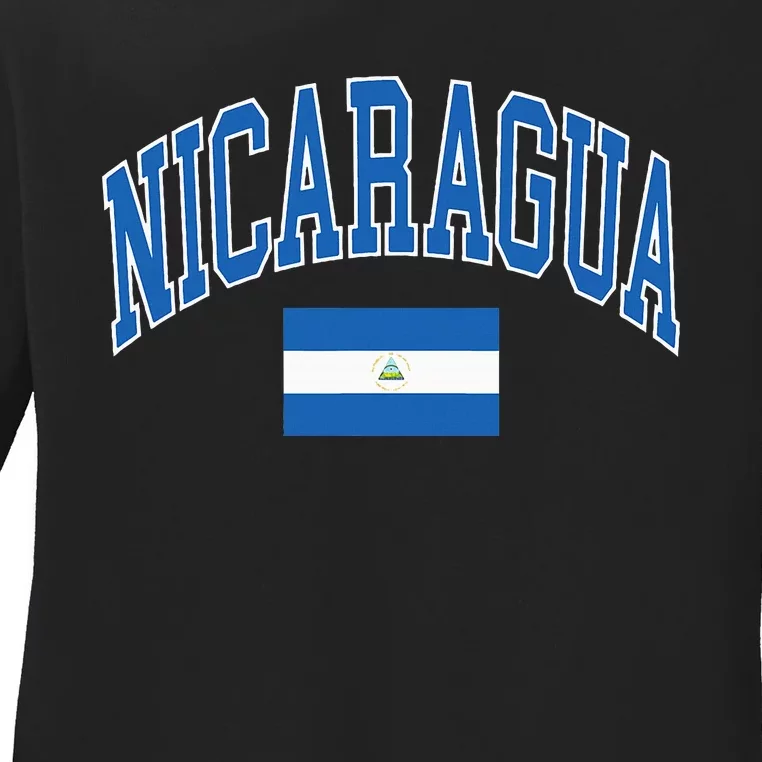 Nicaragua Flag Ladies Long Sleeve Shirt