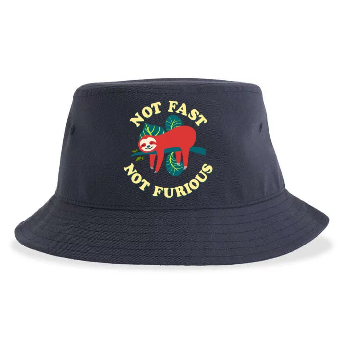 Not Fast Not Furious Cute Sloth Funny Trending Memes Sustainable Bucket Hat