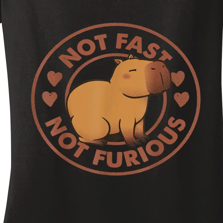 Not Fast Not Furious Capybara Women's V-Neck T-Shirt