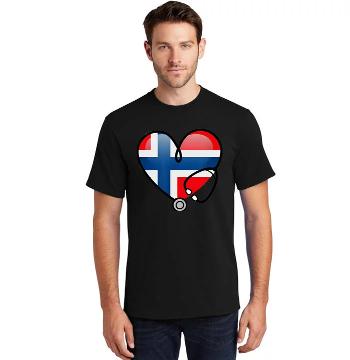 Norway Flag Norwegian Nurse Stethoscope Heart Tall T-Shirt