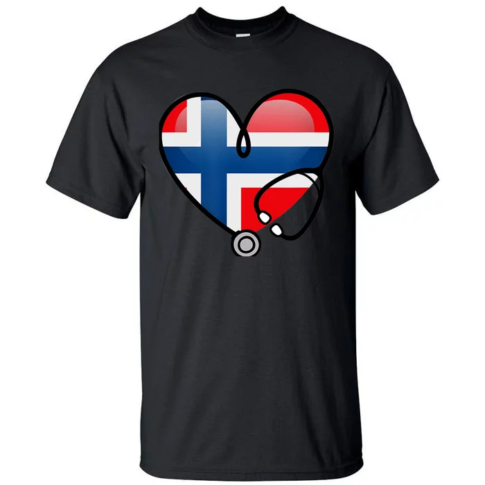 Norway Flag Norwegian Nurse Stethoscope Heart Tall T-Shirt