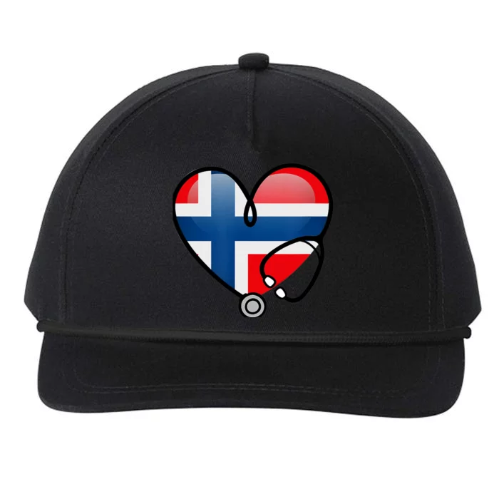 Norway Flag Norwegian Nurse Stethoscope Heart Snapback Five-Panel Rope Hat