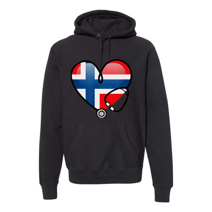 Norway Flag Norwegian Nurse Stethoscope Heart Premium Hoodie