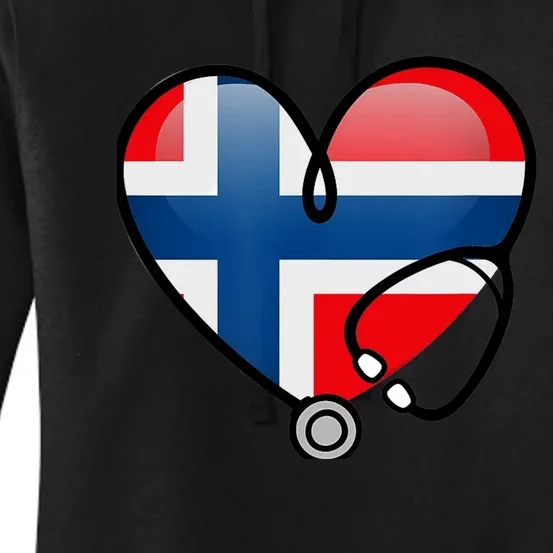 Norway Flag Norwegian Nurse Stethoscope Heart Women's Pullover Hoodie