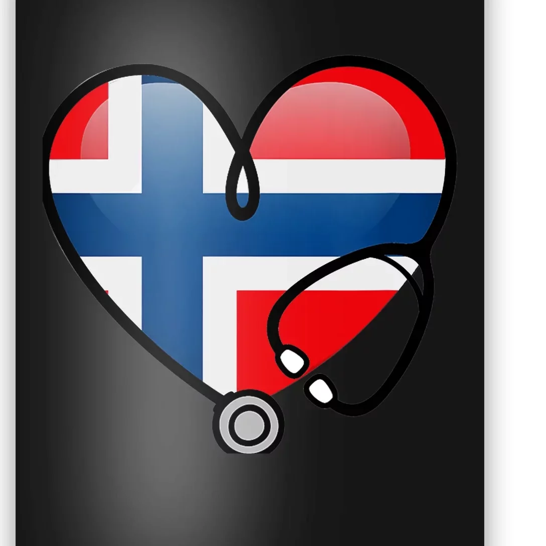 Norway Flag Norwegian Nurse Stethoscope Heart Poster