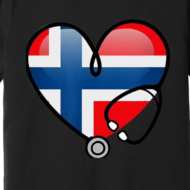 Norway Flag Norwegian Nurse Stethoscope Heart Premium T-Shirt