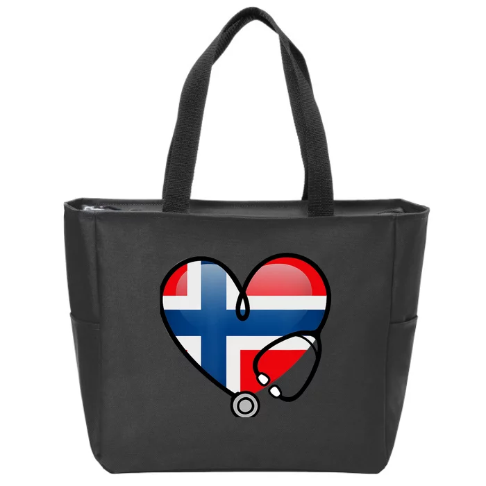 Norway Flag Norwegian Nurse Stethoscope Heart Zip Tote Bag