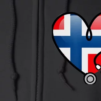 Norway Flag Norwegian Nurse Stethoscope Heart Full Zip Hoodie