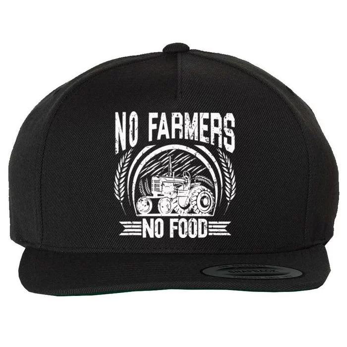 No Farmers No Food Barnyard Harvest Farming Barn Cattle Wool Snapback Cap