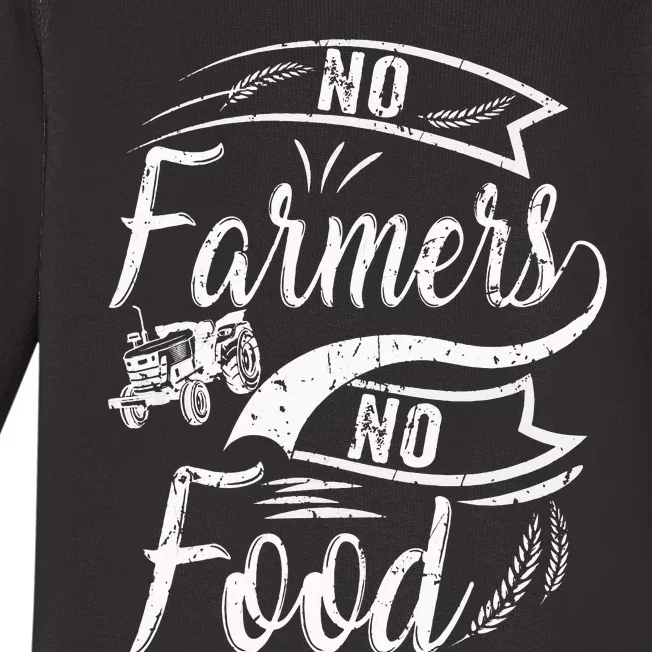 No Farmers No Food Barnyard Harvest Farming Barn Cattle Baby Long Sleeve Bodysuit