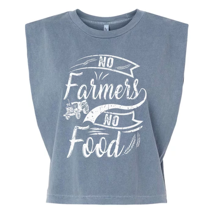 No Farmers No Food Barnyard Harvest Farming Barn Cattle Garment-Dyed Women's Muscle Tee