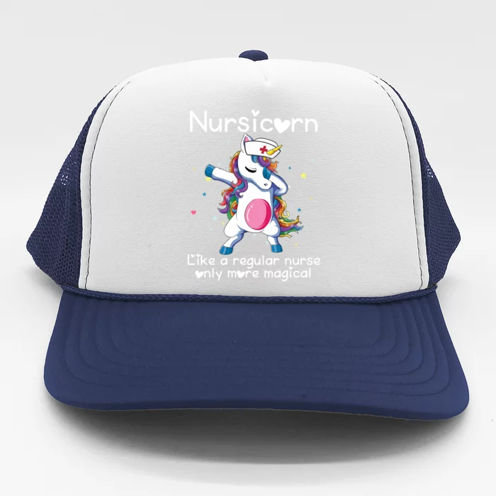 Nursicorn Funny Nurse Dabbing Unicorn Nursing Gift Trucker Hat