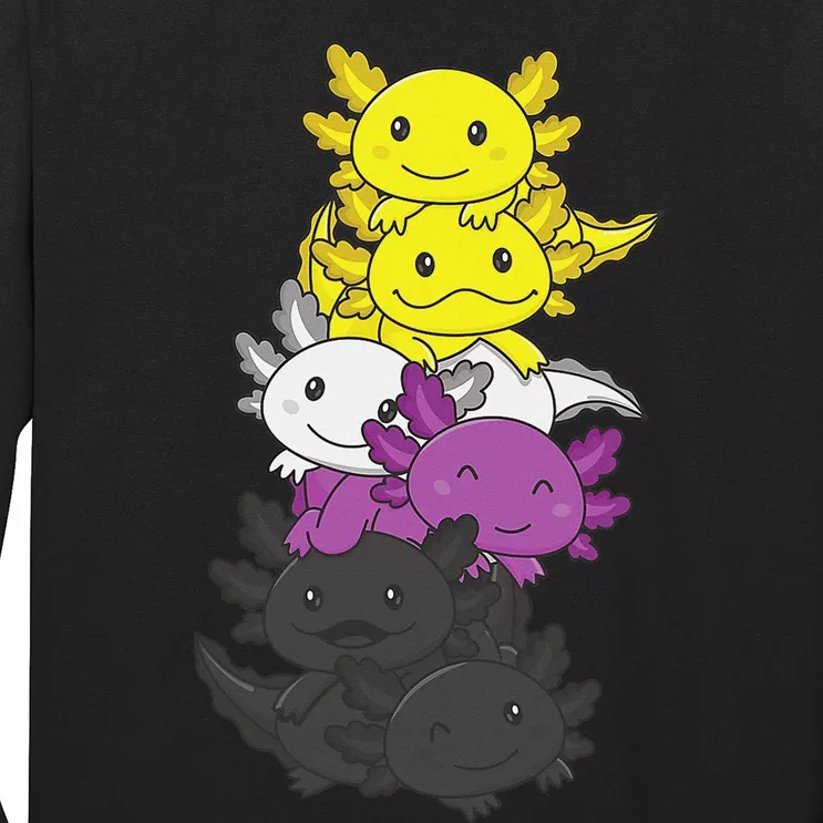 Nonbinary Flag Non Binary Pride LGBTQ Axolotl Long Sleeve Shirt