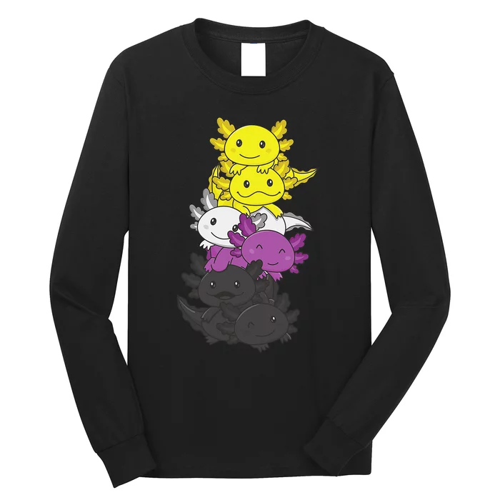 Nonbinary Flag Non Binary Pride LGBTQ Axolotl Long Sleeve Shirt