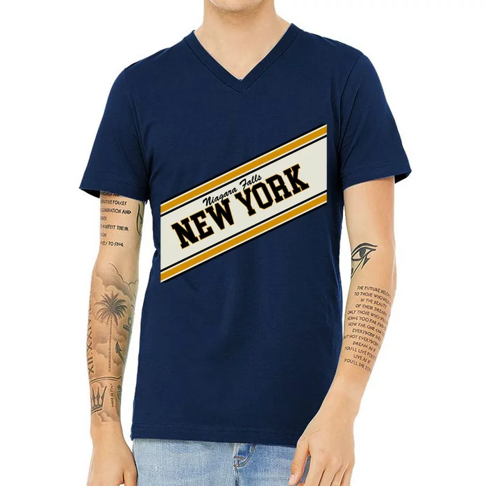 Niagara Falls New York Varsity Logo V-Neck T-Shirt