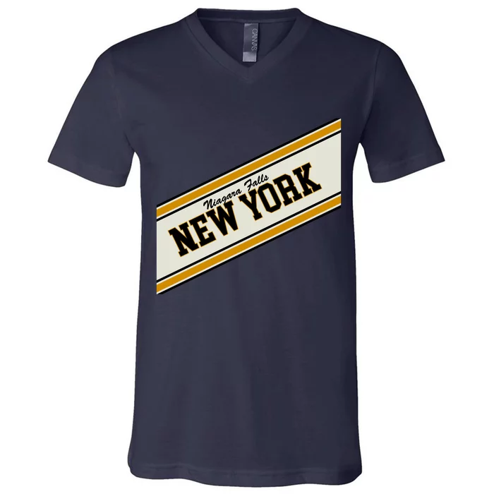 Niagara Falls New York Varsity Logo V-Neck T-Shirt