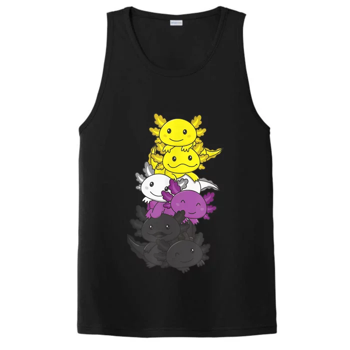 Nonbinary Flag Non Binary Pride LGBTQ Axolotl Performance Tank