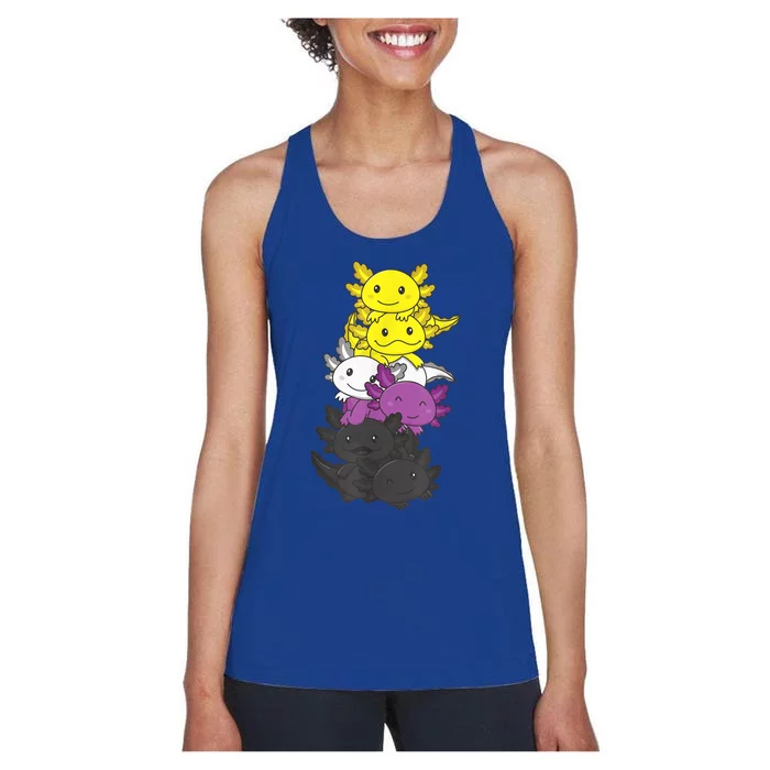 Nonbinary Flag Non Binary Pride LGBTQ Axolotl Women's Racerback Tank