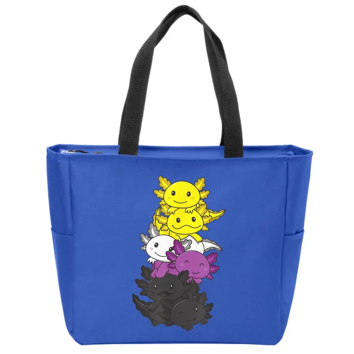 Nonbinary Flag Non Binary Pride LGBTQ Axolotl Zip Tote Bag