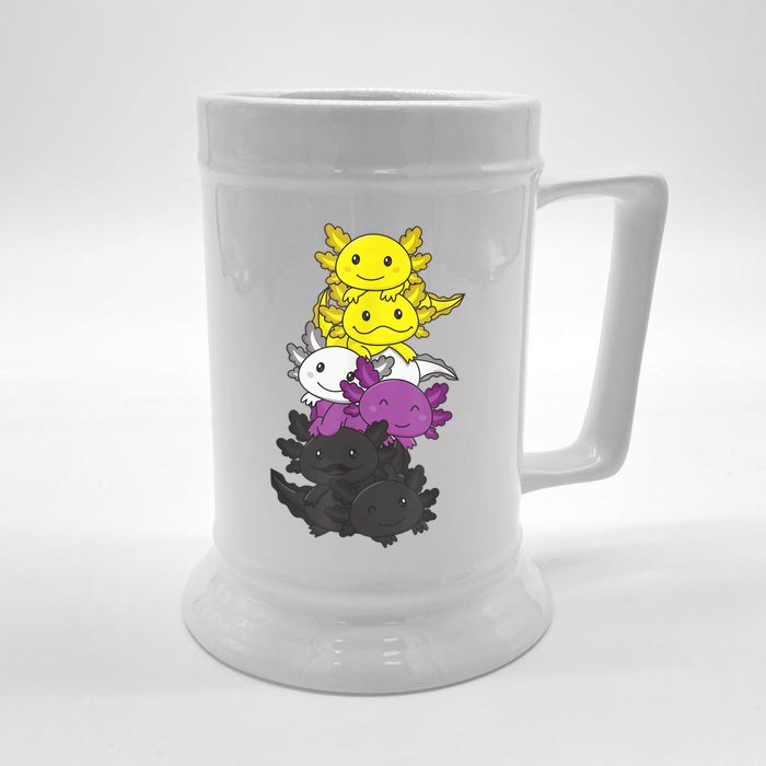 Nonbinary Flag Non Binary Pride LGBTQ Axolotl Front & Back Beer Stein