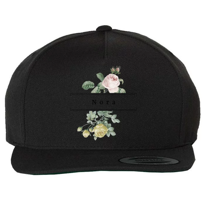 Nora First Name Vintage Roses Wedding Shower Rose Cool Gift Wool Snapback Cap