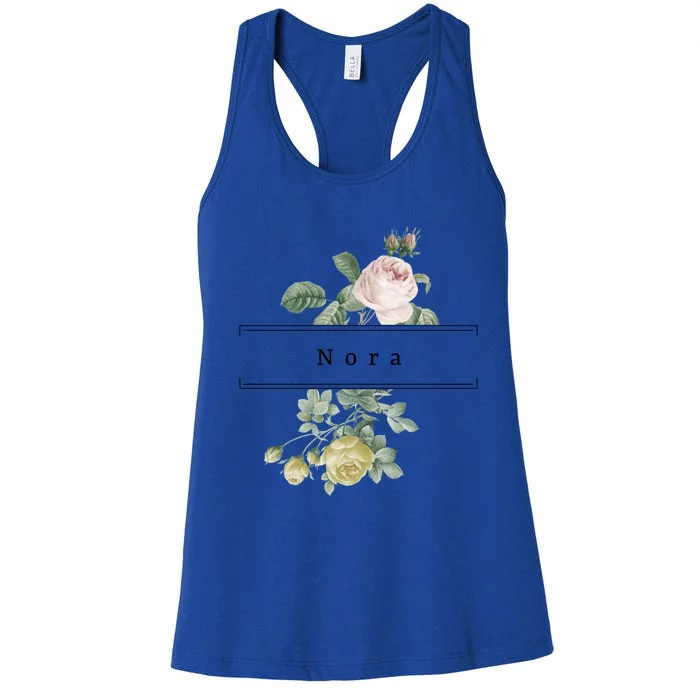 Nora First Name Vintage Roses Wedding Shower Rose Cool Gift Women's Racerback Tank