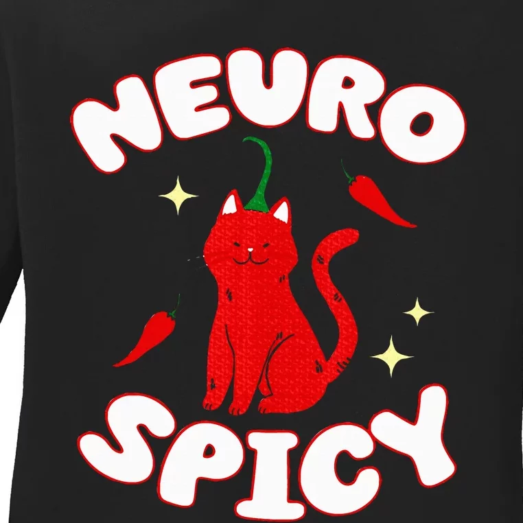 Neurospicy Funny Neurodivergent Adhd Asd Autism Cat Lover Ladies Long Sleeve Shirt